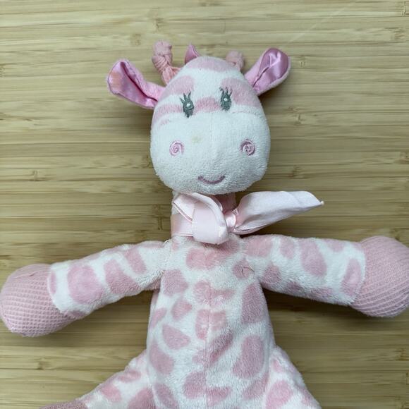 First and Main Jingles Pink Giraffe Lovey Rattle Security Plush Toy Baby - Picture 2 of 4